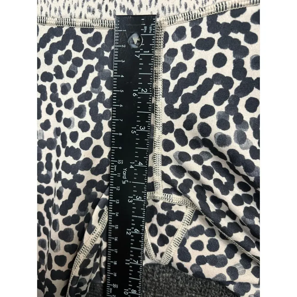 Lululemon Wunder Under Crop II Roll Down Ivory Black Spotted Workout Leggings 6
